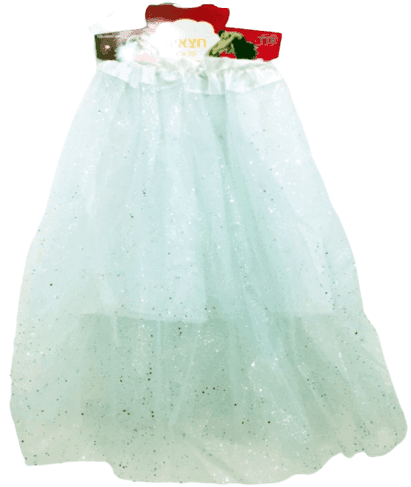 חצאית טוטו נצנצים מפוארת 3 שכבות 70 ס"מ לבן עם כארד וקולב