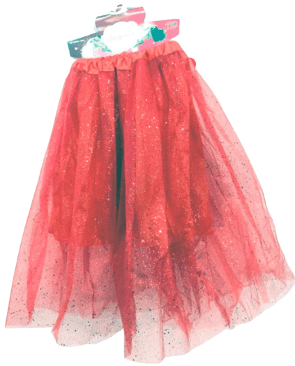 חצאית טוטו נצנצים מפוארת 3 שכבות 70 ס"מ אדום עם כארד וקולב