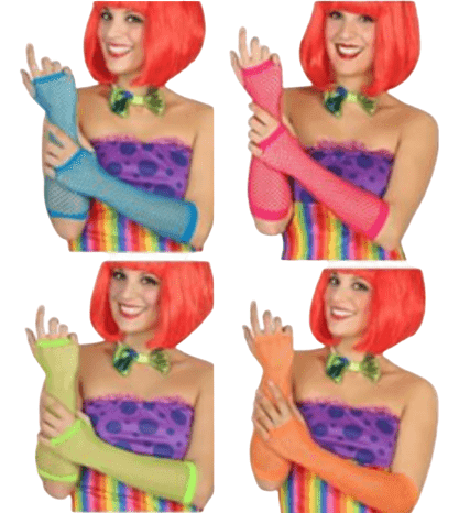 זוג כפפות רשת ארוך מיקס 6 צבעים