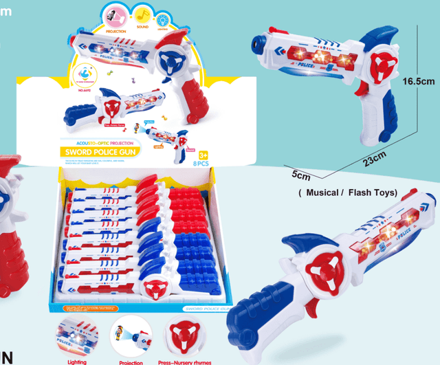 חרב הופך לרובה שקופיות כולל אורות ומוזיקה גודל 23 ס"מ כולל סוללות