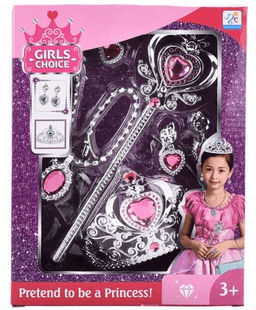 ערכת תכשיטים לנסיכה כולל כתר שרביט שרשרת עגילים וטבעת