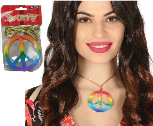 שרשרת תליון היפי גדול צבעוני