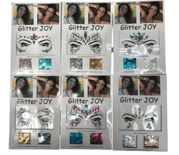 מדבקות אבנים לפנים כולל נצנצים