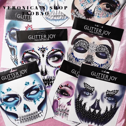 מדבקות אבנים מעוצבות לפנים גולגולות