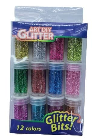 אבקת נצנצים זוהרים בחבית גדולה מיקס צבעים 12 יחידות