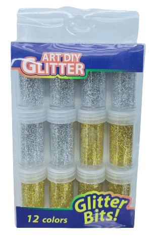 אבקת נצנצים זוהרים בחבית גדולה מיקס זהב וכסף 12 יחידות