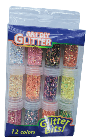 אבקת כוכבים זוהרים בחבית גדולה מיקס צבעים 12 יחידות