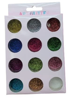 אבקת נצנצים מיקס צבעים 12 יחידות