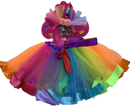 סט חד קרן כולל קשת וחצאית צבעונית עם פפיון