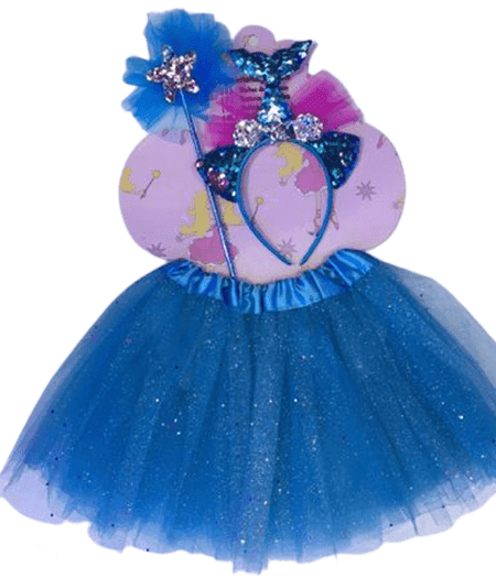 סט תחפושת לבת הים תכתלת כולל חצאית, קשת ושרביט