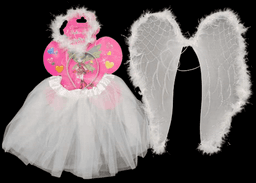 סט תחפושת למלאכית כולל חצאית 40 ס"מ, כנפיים וקשת