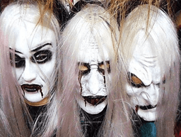 מסכה ערפד לבן עם שיער לאטקס מיקס 3 דגמים