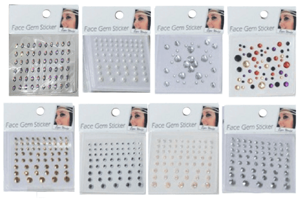 מדבקות אבנים לפנים מיקס דגמים