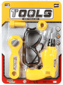 ערכת כלי עבודה 5 חלקים כולל מקדחה ומשקפי עבודה