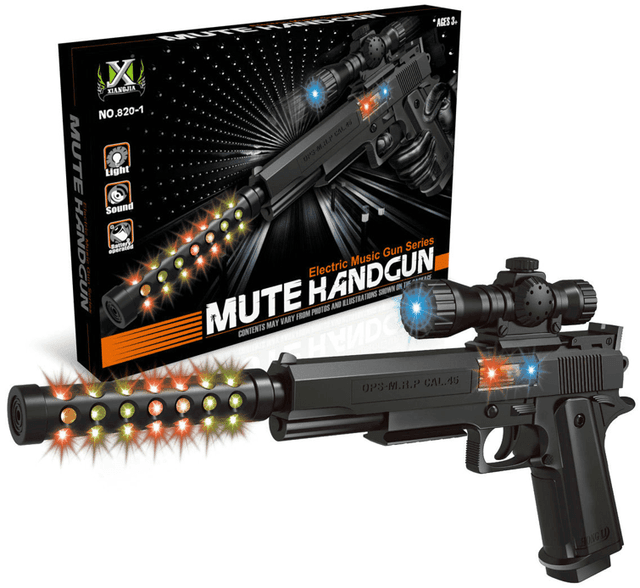 רובה משתיק קול שחור כולל אורות ומוזיקה