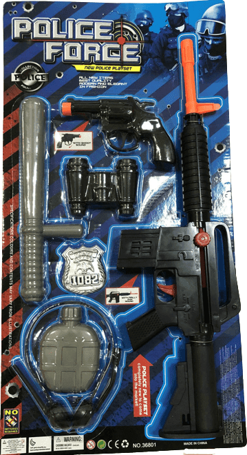 סט שוטר כולל רובה חריקה אקדח משקפת מקל שוטר תג שוטר וממיה