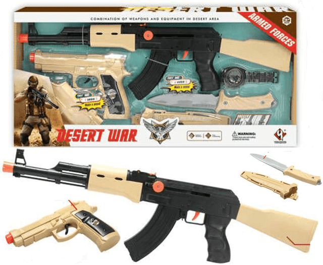 סט קומנדו כולל רובה חריקה אקדח בכין קומנדו ושעון