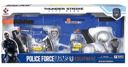 סט שוטר כלל רובה חריקה אקדח אזיקים שעון משרוקית ותג שוטר