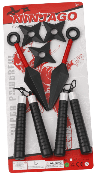 סט נינג'ה ירוקה כולל זוג נונצ'קו זוג פגיונות ו 3 דיסקיות