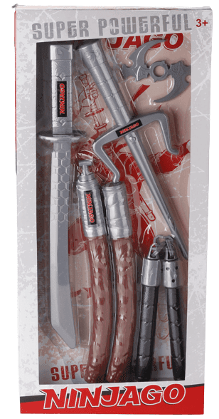 סט נינג'ה ירוקה כולל נונצ'קו פיגיון חרב ומקל