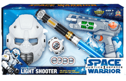 סט לוחם חלל מפואר כולל רובה חרב סוללות שעון יורה דיסקיות ומסכה