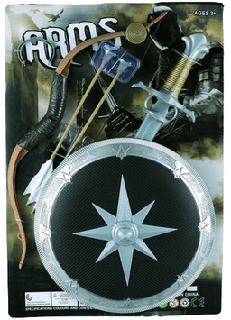 סט ויקינג אביר רובין הוד כולל חץ וקשת חרס ומגן יד