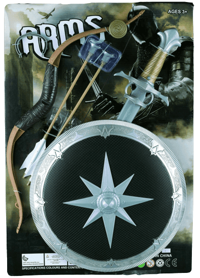 סט ויקינג אביר רובין הוד כולל חץ וקשת חרס ומגן יד