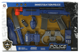 סט שוטר כולל רובה אזיקים סכין קומנדו מכשיר קשר רימון משרוקית ומשקפת