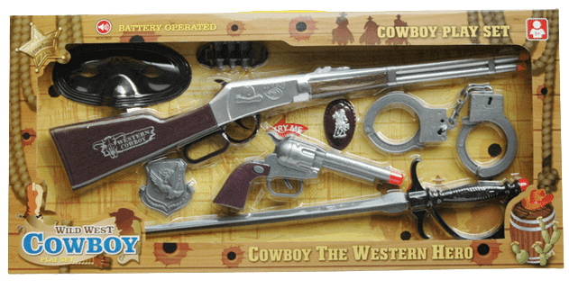 סט בוקרים שריף כולל רובה אקדח אזיקים חרב ומסכה