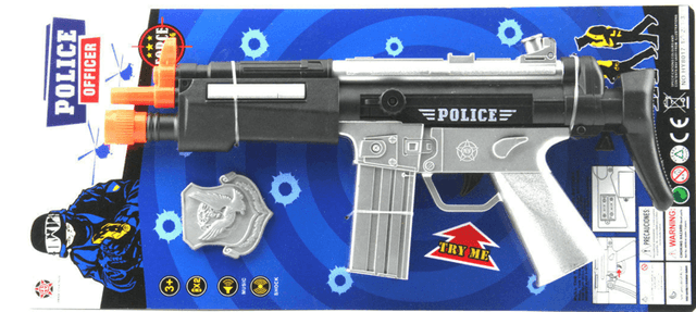 רובה MP4 שחור לשוטר כולל תג שוטר