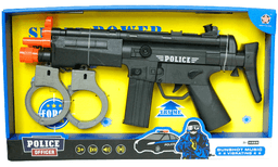 סט שוטר כולל רובה MP4 אזיקים ותג שוטר כולל סוללות