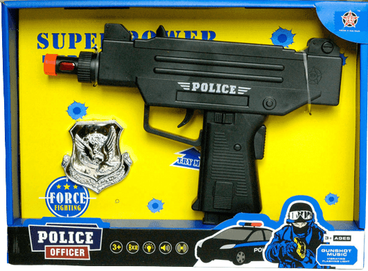 סט שוטר כולל רובה עוזי ותג שוטר כולל סוללות