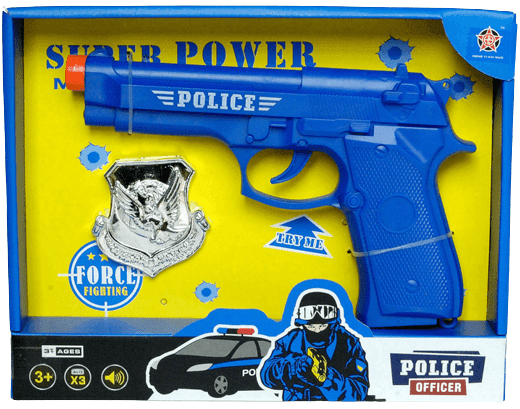 סט שוטר כולל רובה ברטה כחול ותג שוטר כולל סוללות