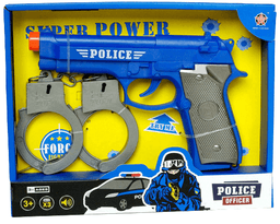 סט שוטר כולל רובה ברטה כחול ואזיקים כולל סוללות