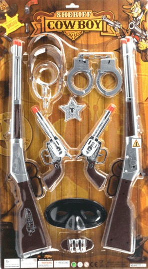 סט בוקרים שריף כולל זוג רובים זוג אקדחים מסכה ותג