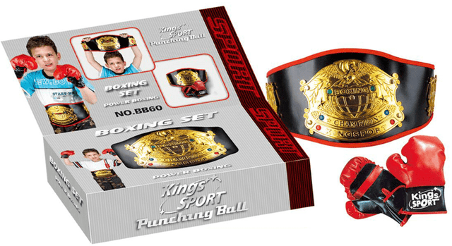 חגורת אלוף עולם אגרוף לילדים כולל זוג ככפות אגרוף