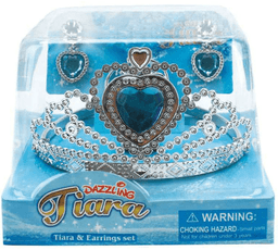 כתר נסיכת הקרח יהלום לב כולל זוג עגילים