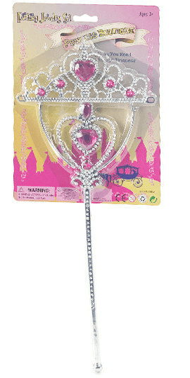 כתר נסיכת הלבבות כולל שרביט לב ורוד