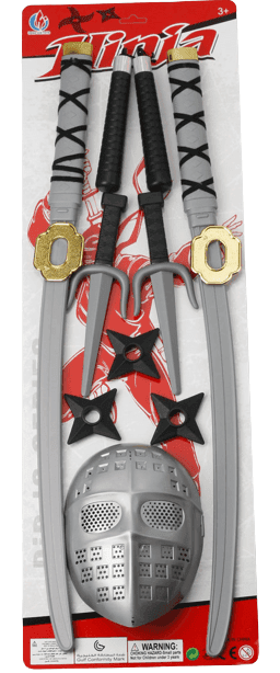 סט נינג'ה שרדר כולל זוג חרבות זוג פגיונות נונצ'קו 3 דיסקיות ומסכה