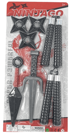ערכת נינג'ה כולל 2 נונצ'קו 2 פגיונות ו 3 דיסקיות