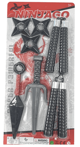 ערכת נינג'ה כולל 2 נונצ'קו 2 פגיונות ו 3 דיסקיות