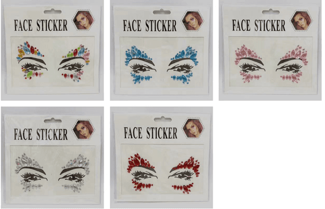 מדבקות אבנים לפנים מיקס צבעים