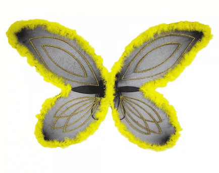 כנפיים פרפר צהוב מפוארות עם מסגרת פרווה