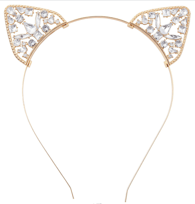 כתר מתכת חתול משובץ יהלומים