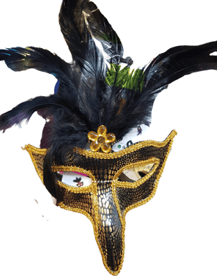 מסכה נשף אף ארוך עם נוצות