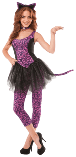 נמרה סגולה כולל שמלה, טייץ, קשת, זנב וקולר