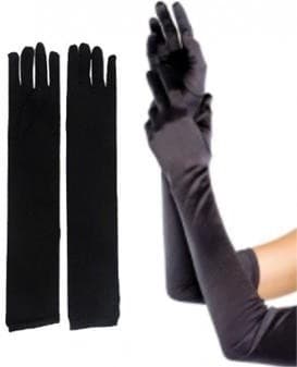 זוג כפפות שחורות ארוכות 38 ס"מ חלקות