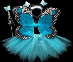 סט תחפושת לפרפר תכלת כולל כנפיים, חצאית קשת ושרביט