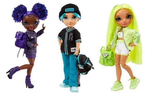 בובת אופנה ריינבו היי ג'וניור 22 ס"מ - סגולה/כחול/ירוקה