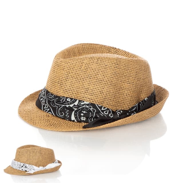 כובע קש ילדים בנדנה